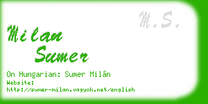 milan sumer business card